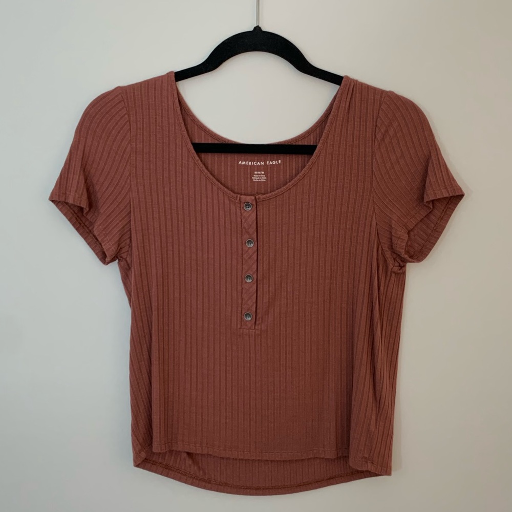 american eagle ribbed henley shirt